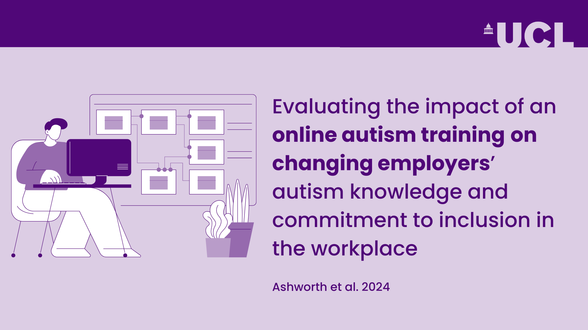 An infographic titled 'Ashworth (2024): Employers' Autism Knowledge,' exploring research on how well employers understand autism and its implications in the workplace. The design features colorful sections and visuals, summarizing key findings such as common misconceptions, challenges faced by autistic employees, and recommendations for creating inclusive work environments. The CRAE logo is included, indicating its connection to the Centre for Research in Autism and Education."