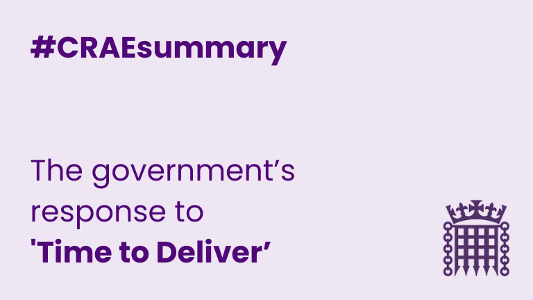 The governments response to 'Time to Deliver' image of a portculis
